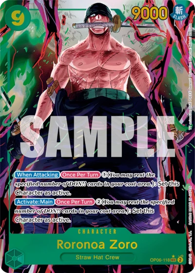 Carte Roronoa Zoro OP06-118_p1 Secret Rare Alt Art — One Piece TCG OP-06 Wings of the Captain (Bandai)